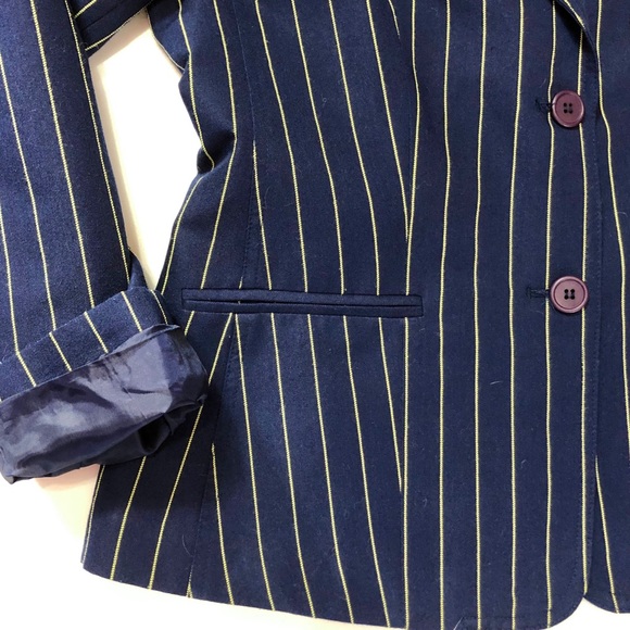 Metrostyle Navy Blue with Gold Stripes Blazer - Picture 6 of 7